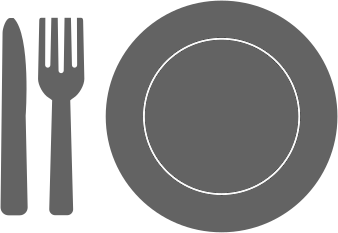 plate, fork, and knife